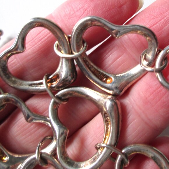 Sterling Silver Heart Link Links Toggle Bracelet Stamped 925 Bold Chunky… - Picture 8 of 12